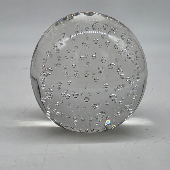 Murano Style Glass Bubble Paperweight Orb Decor 2.75" Clear Swirls - Picture 6 of 9